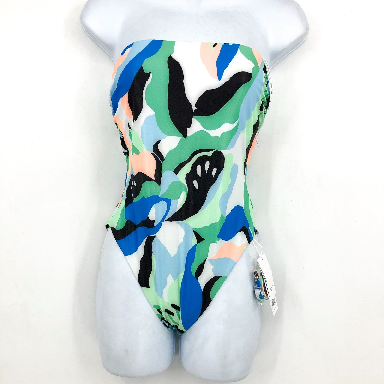 SEAFOLLY Women's Rio Bandeau One Piece Swimsuit Size 10 DD Jade Green Print NWT