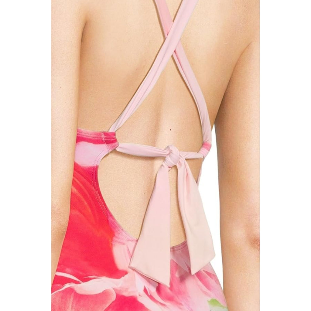 TOMMY BAHAMA High Neck One Piece Swimsuit 12 Touch Of Pink Penney Blooms NWT