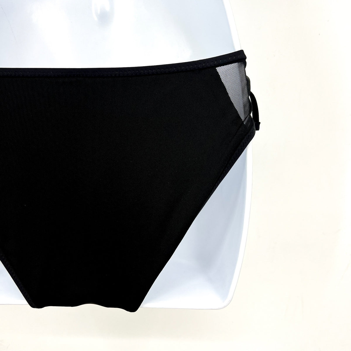 BECCA Women's Muse Mesh-Inset Bikini Bottoms Medium Black Side-Tie NWT