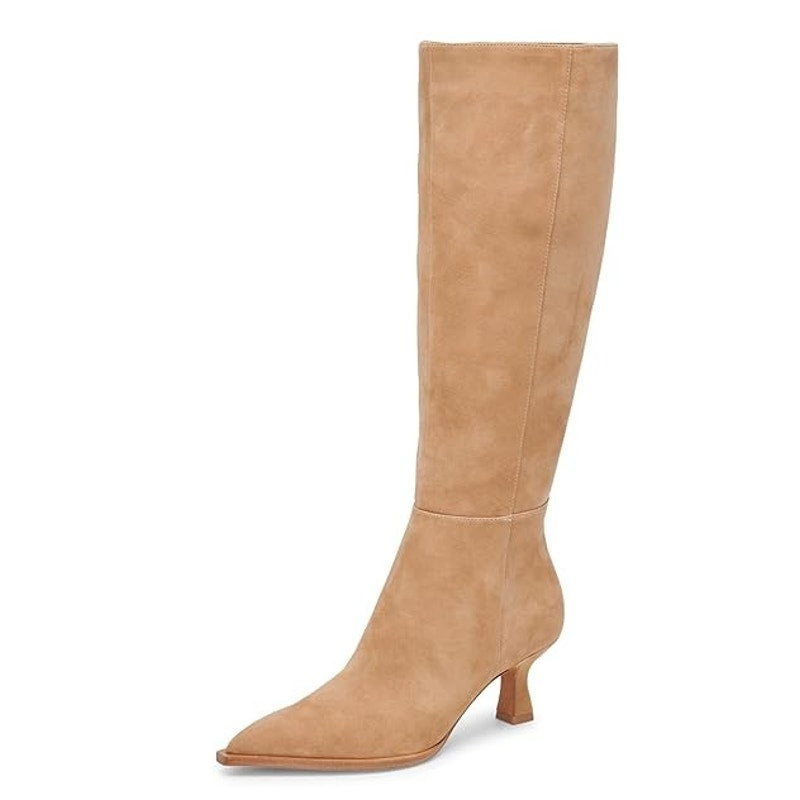 Dolce Vita Womens Auggie Knee High Heeled Boots US 8 M Tan Camel Leather NIB