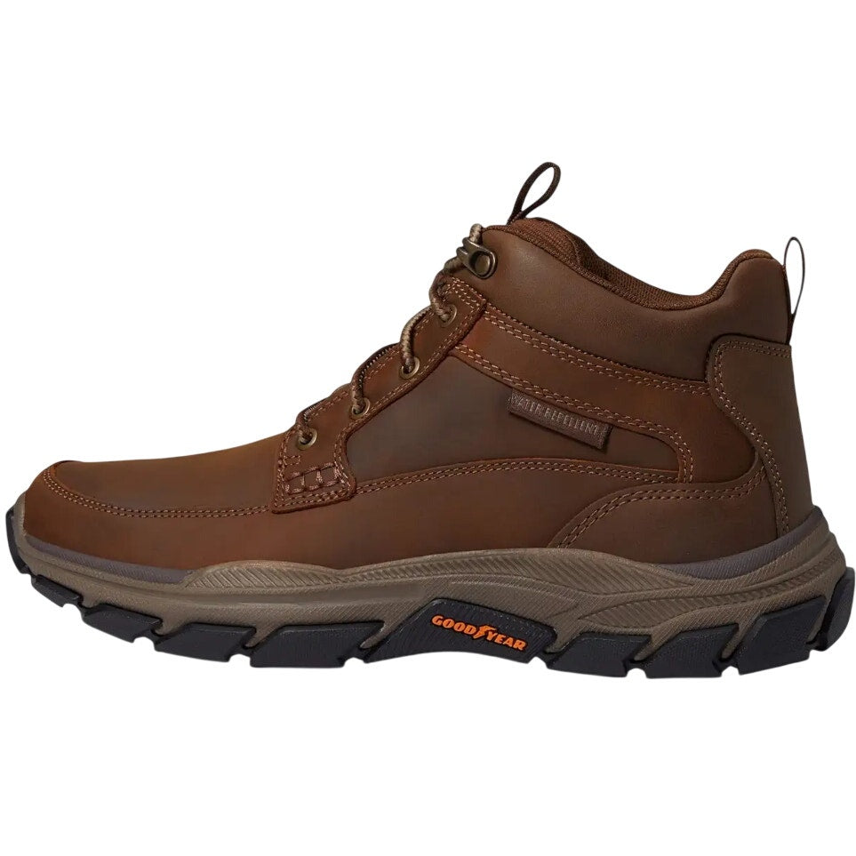 Skechers Mens Boswell Hiking Boots 8 Extra Wide WW Brown Leather Respected NIB