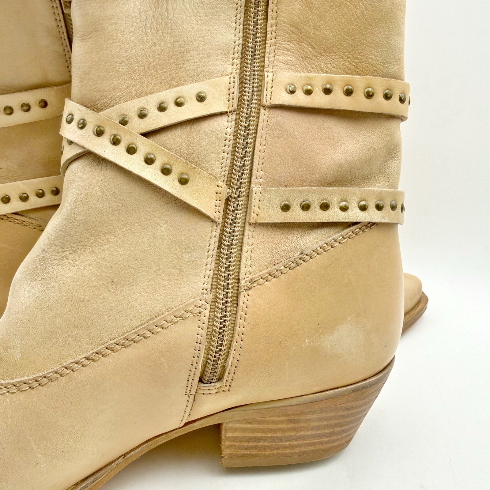 Vintage Foundry Womens Sophia Western Bootie Size 8.5 EU 39 Tan Leather NIB