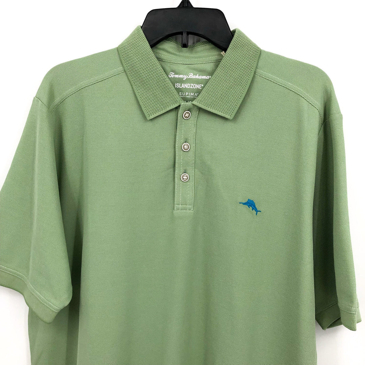 TOMMY BAHAMA Men's Emfielder 2.0 Polo Shirt Large Green Grass Short Sleeve NWT