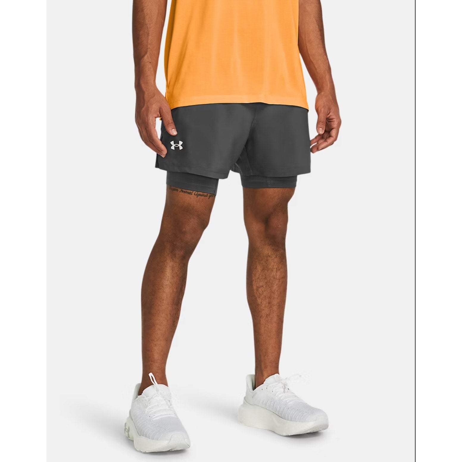 UNDER ARMOUR Men's UA Launch 2-in-1 Athletic Shorts Medium Gray 7" Inseam NWT