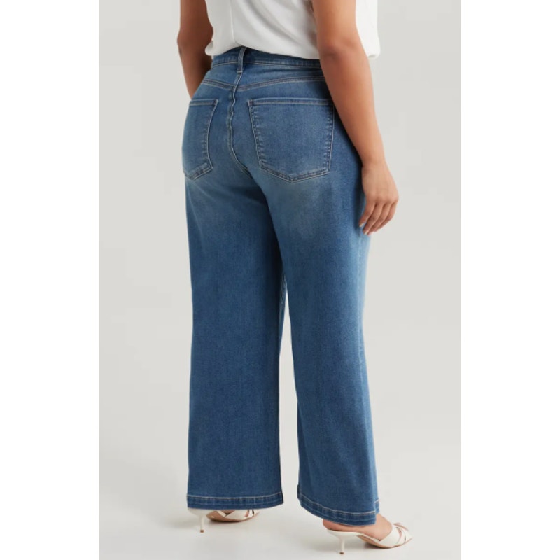 KUT FROM THE KLOTH Meg Wide Leg Ankle Jeans Size 18 Loyalty Blue Seamed NWT