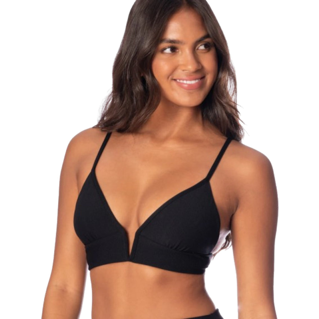 MAAJI Women's Jade Parade Long Line Triangle Bikini Top Small  Black NWT