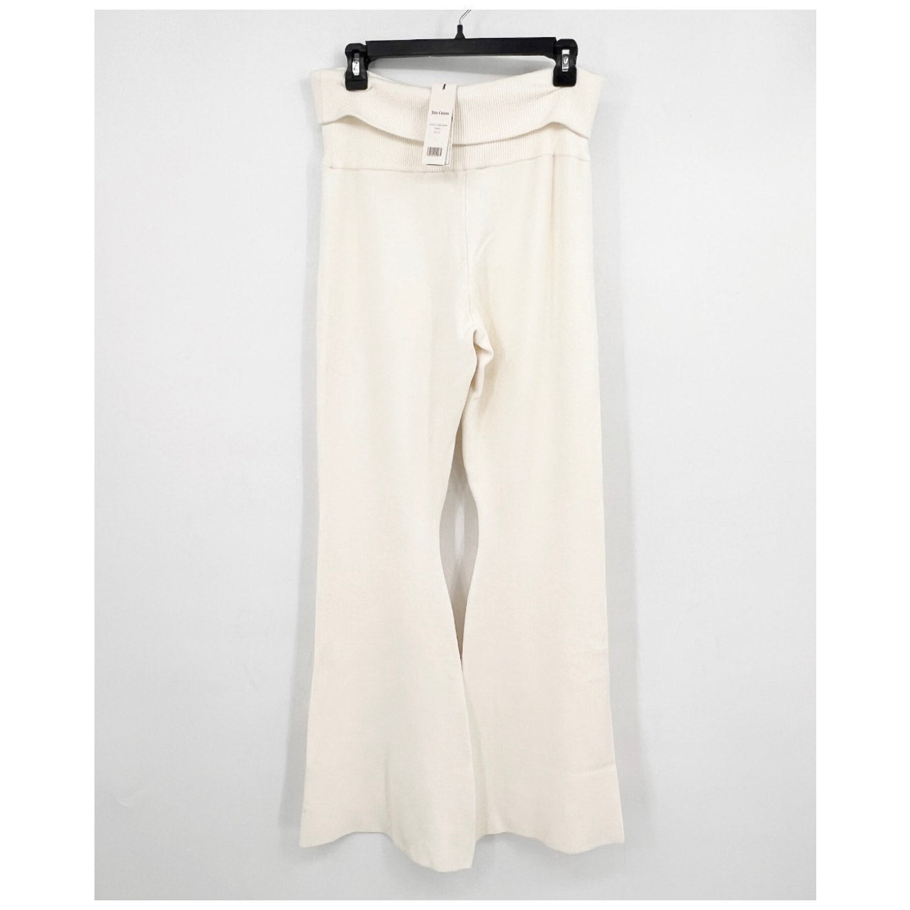JUICY COUTURE Women's Knit Flare Pants Large White Angel Fold Over Band NWT