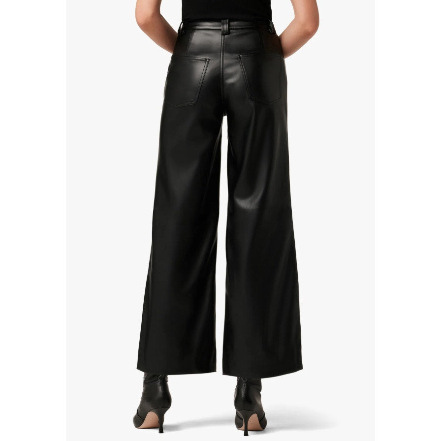 JOE'S JEANS Women's Mia Wide Leg Leather Pants Size 25 US 0 Black High Rise NWT