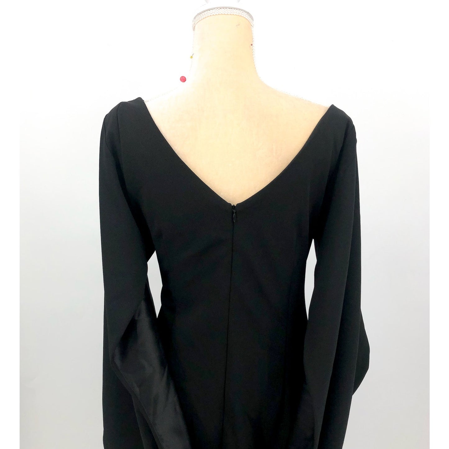 BETSY & ADAM Women's Jordan Short Scuba Crepe Dress 14W Black Drape Back NWT