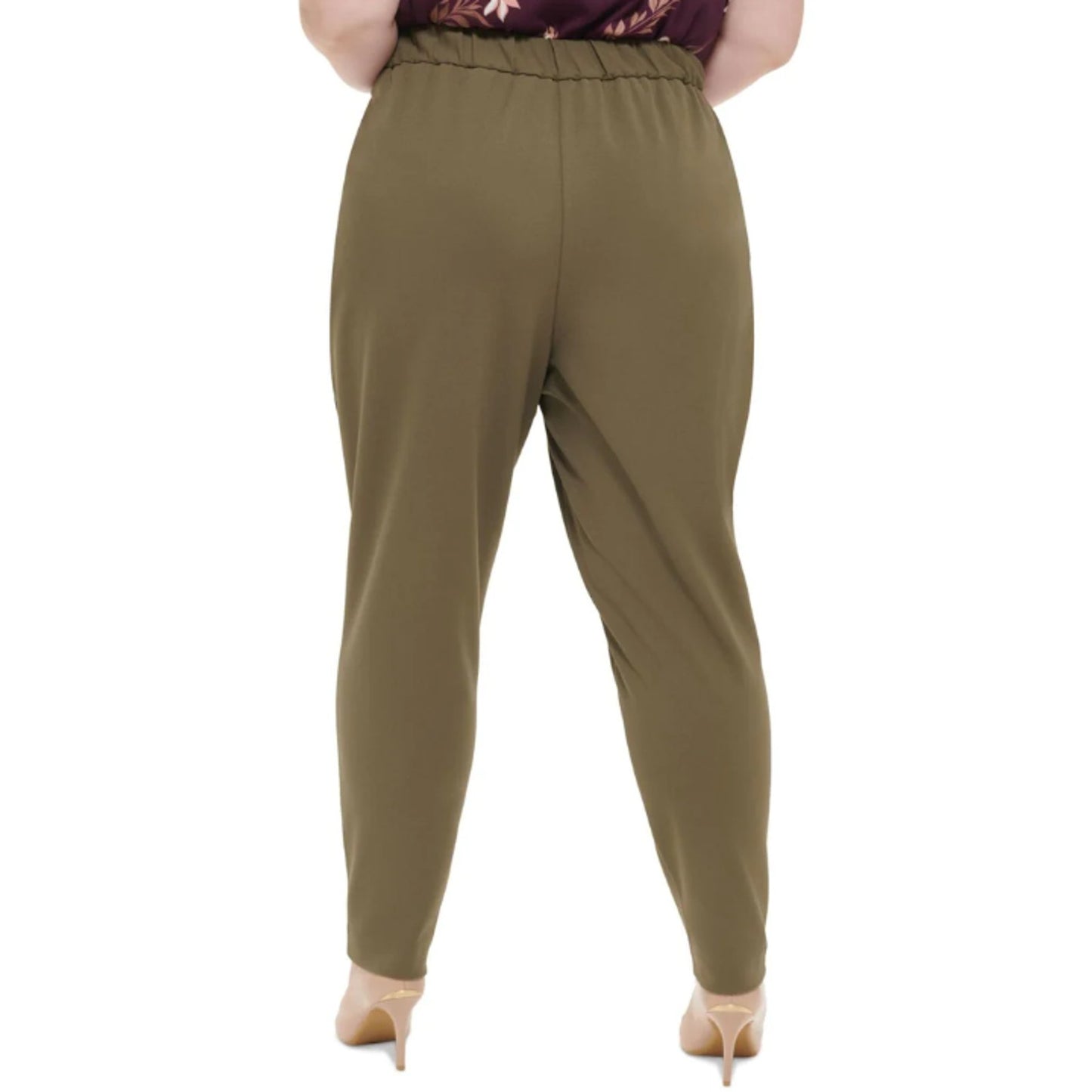 CALVIN KLEIN Women Mid-Rise Pull-On Slim Straight Pants Green 22W