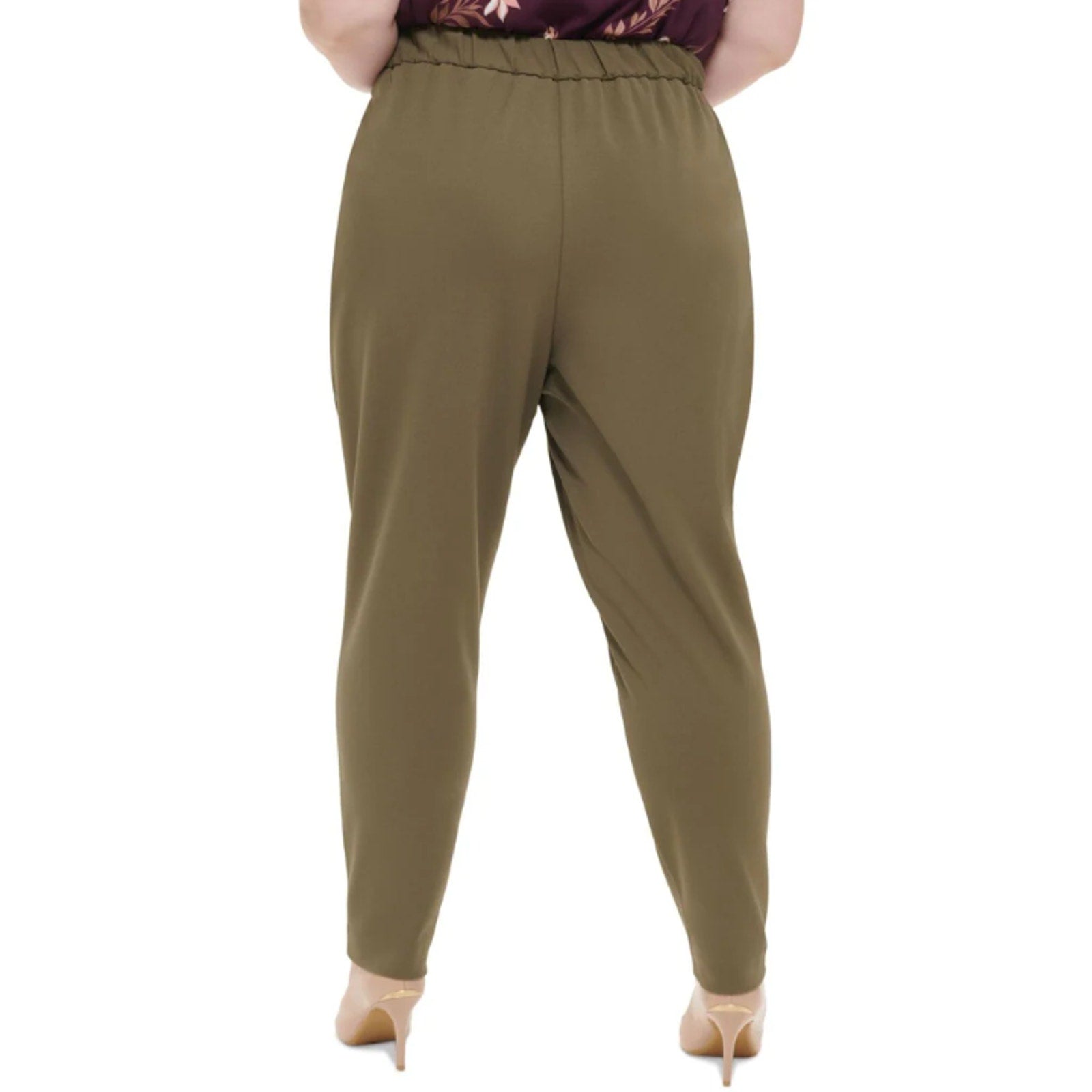 CALVIN KLEIN Women Mid-Rise Pull-On Slim Straight Pants Green 22W