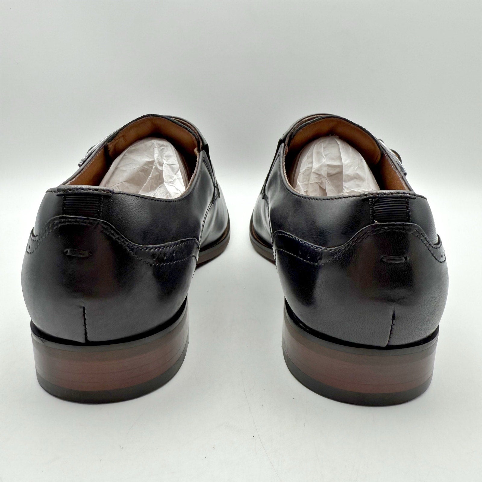 Florsheim Mens Sorrento Monk Strap Dress Shoes US 9.5 Wide Black Leather NIB