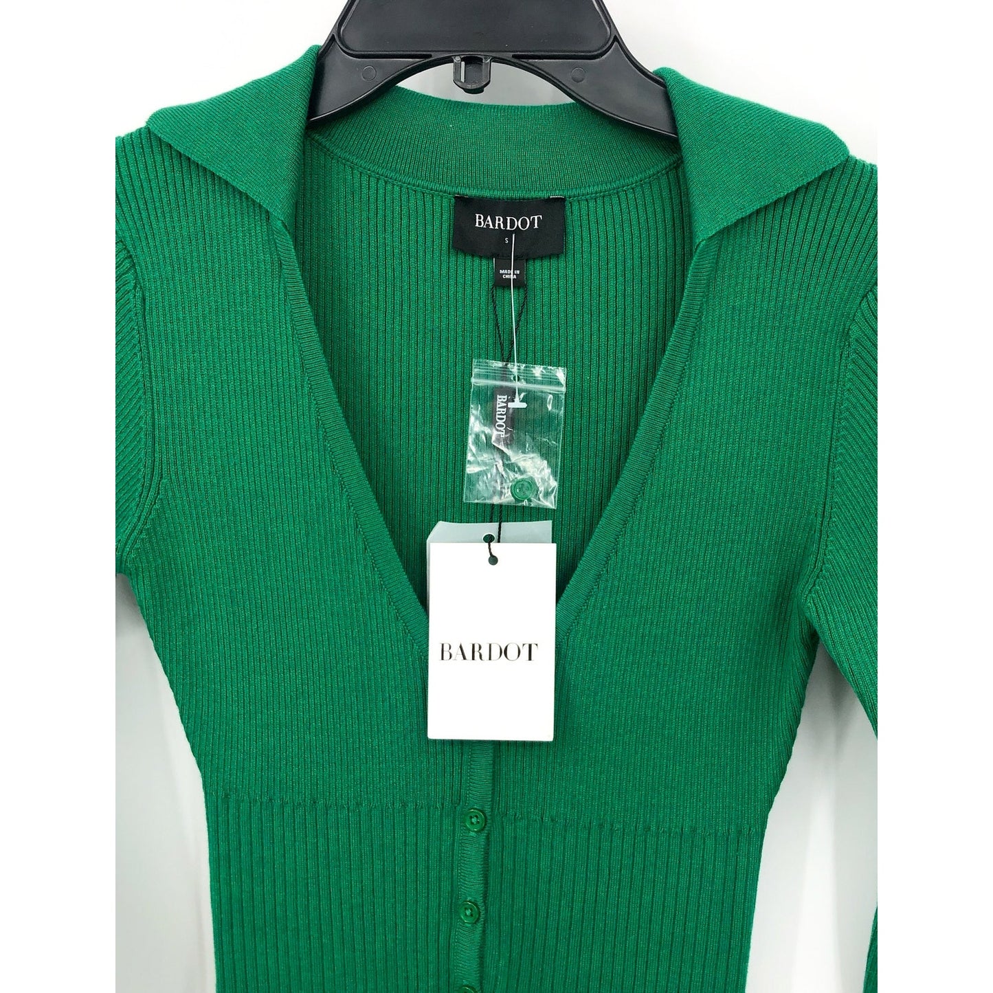 BARDOT Women's Collared Knit Dress Small US 4 Bright Green Long Sleeve NWT
