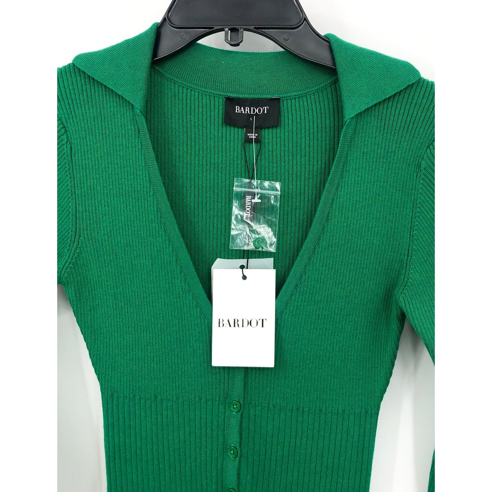 BARDOT Women's Collared Knit Dress Small US 4 Bright Green Long Sleeve NWT