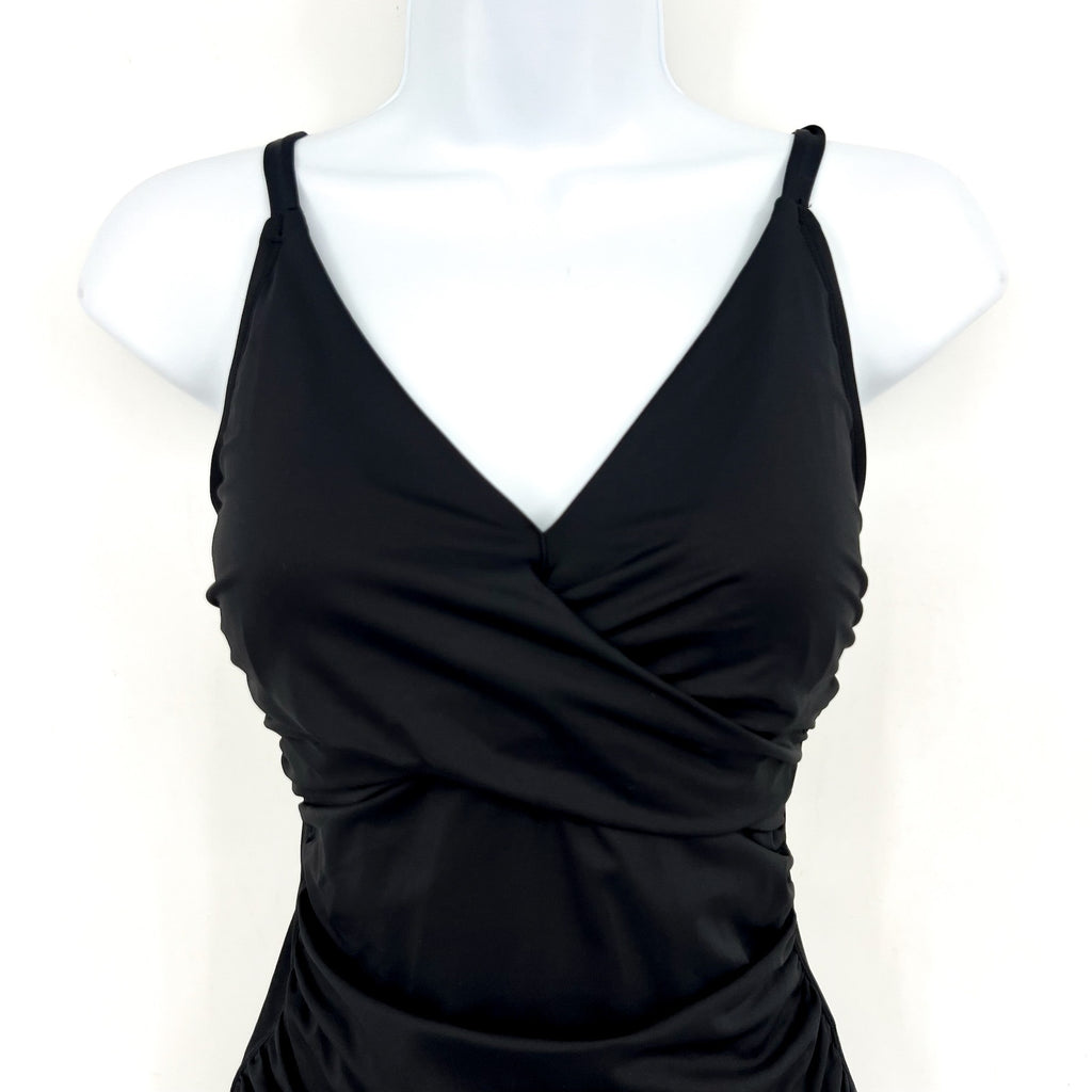 TOMMY BAHAMA Pearl Cross Front One-Piece Swimsuit Size 4 Black OTS  NWT
