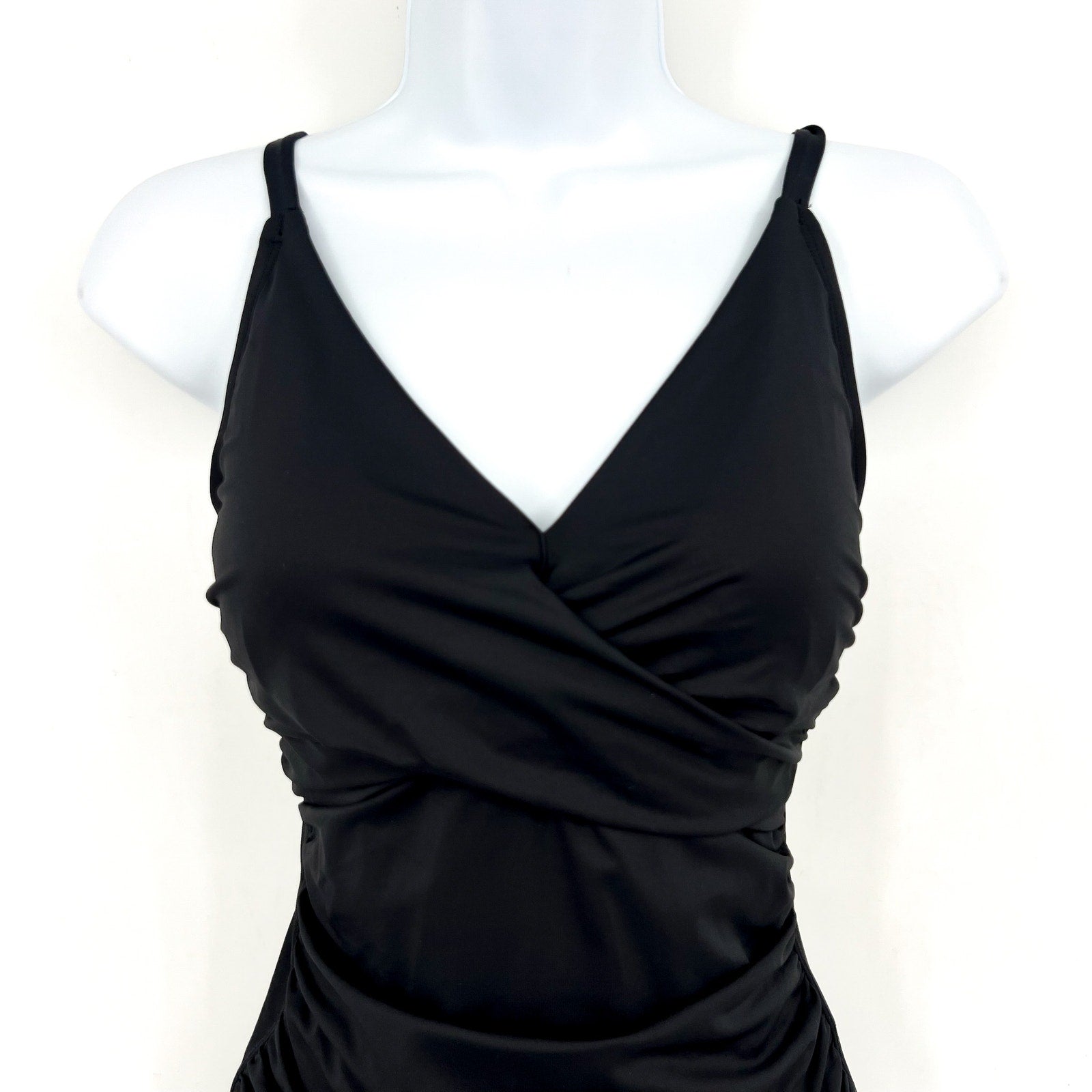 TOMMY BAHAMA Pearl Cross Front One-Piece Swimsuit Size 4 Black OTS  NWT