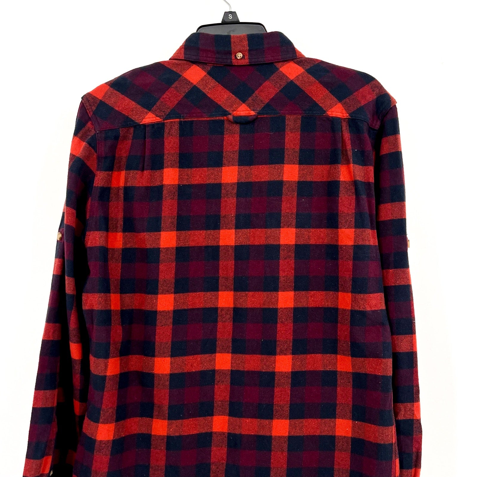 FJALLRAVEN Men's Skog Flannel Shirt Medium Slim Fit Navy Blue Red Plaid NWT