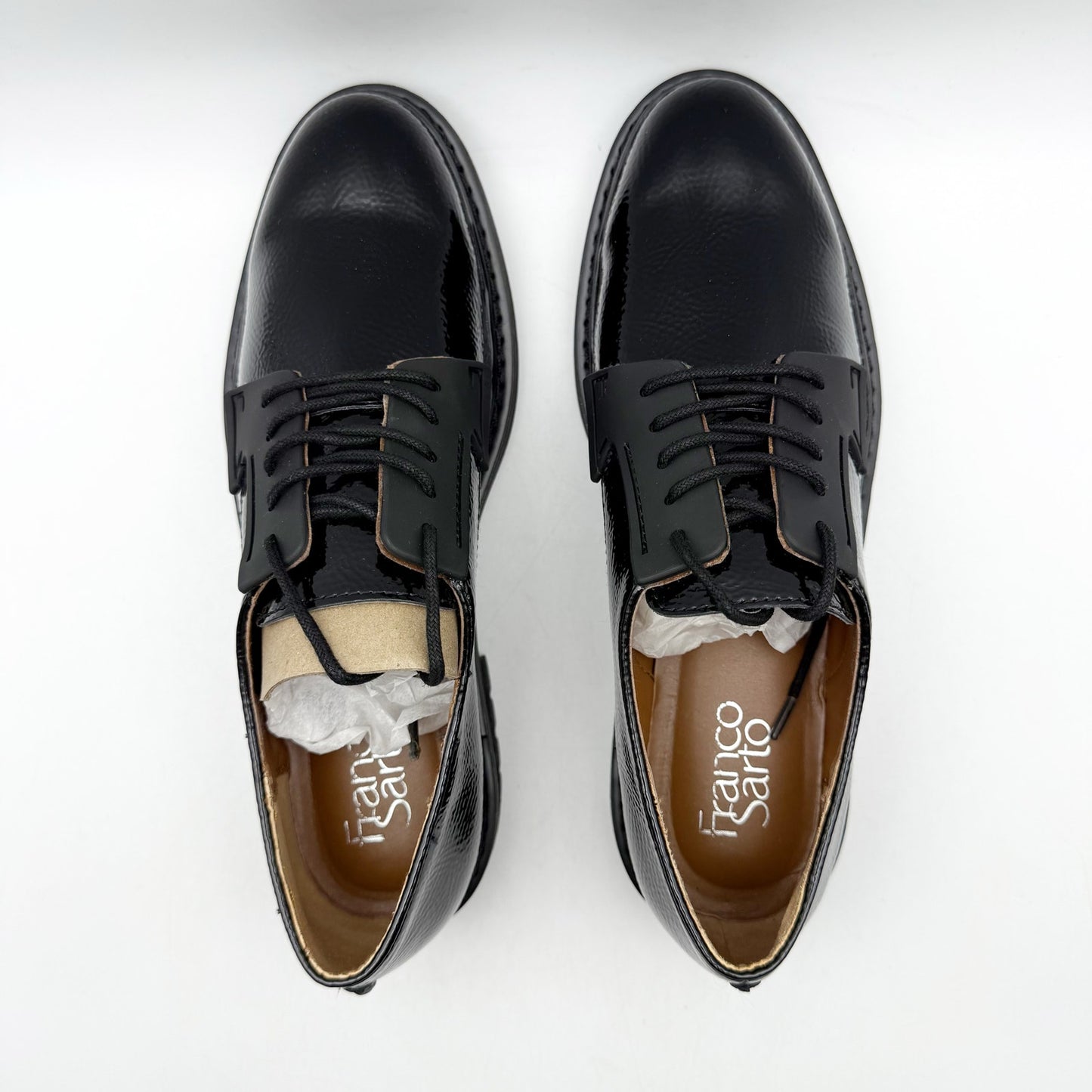 Franco Sarto Womens Sendra Lug Sole Derby Shoes US 7.5 M EU 37.5 Black NIB