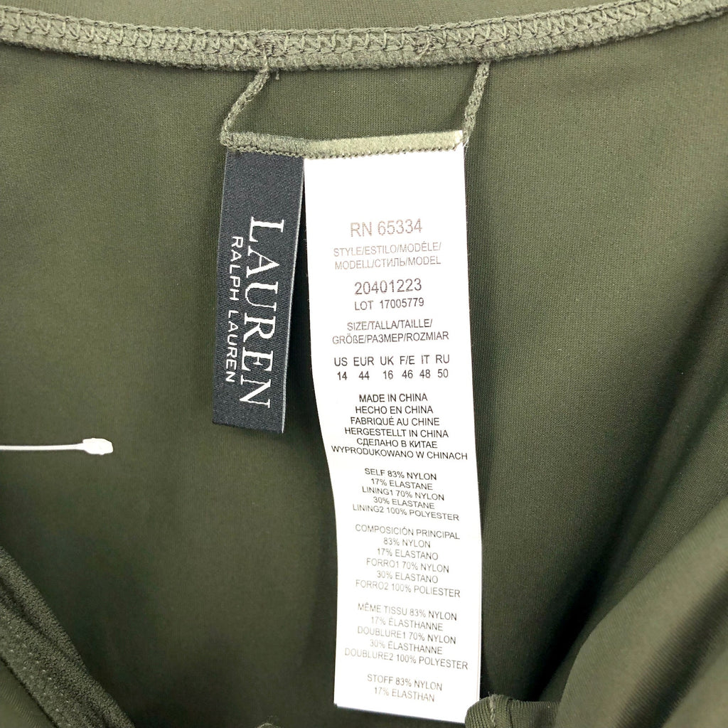 LAUREN RALPH LAUREN V Wire Bandini Swim Top Size 14 Olive Green Beach Club NWT