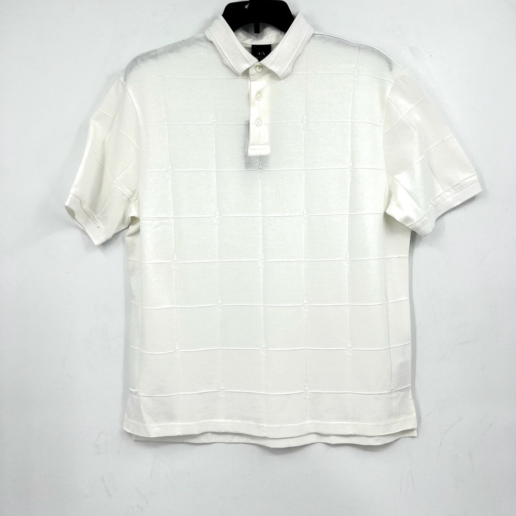ARMANI EXCHANGE Men's Jacquard Short Sleeve Polo Shirt Large White 1116 NWT