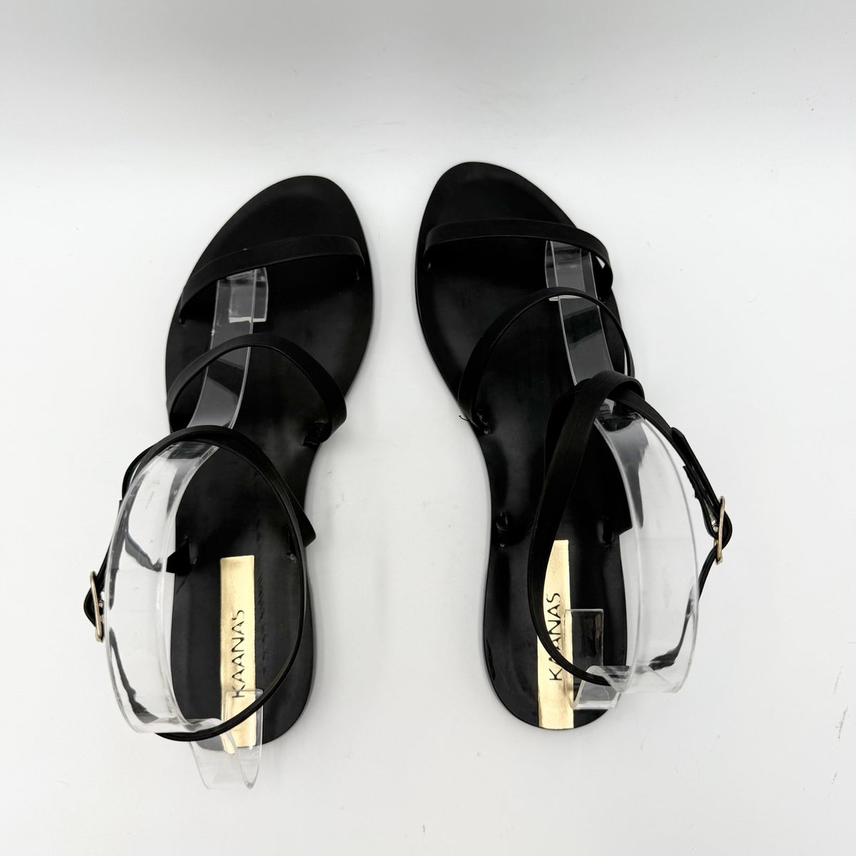 KAANAS Womens Vitoria Gladiator Flat Sandals Size 8 M Black NIB