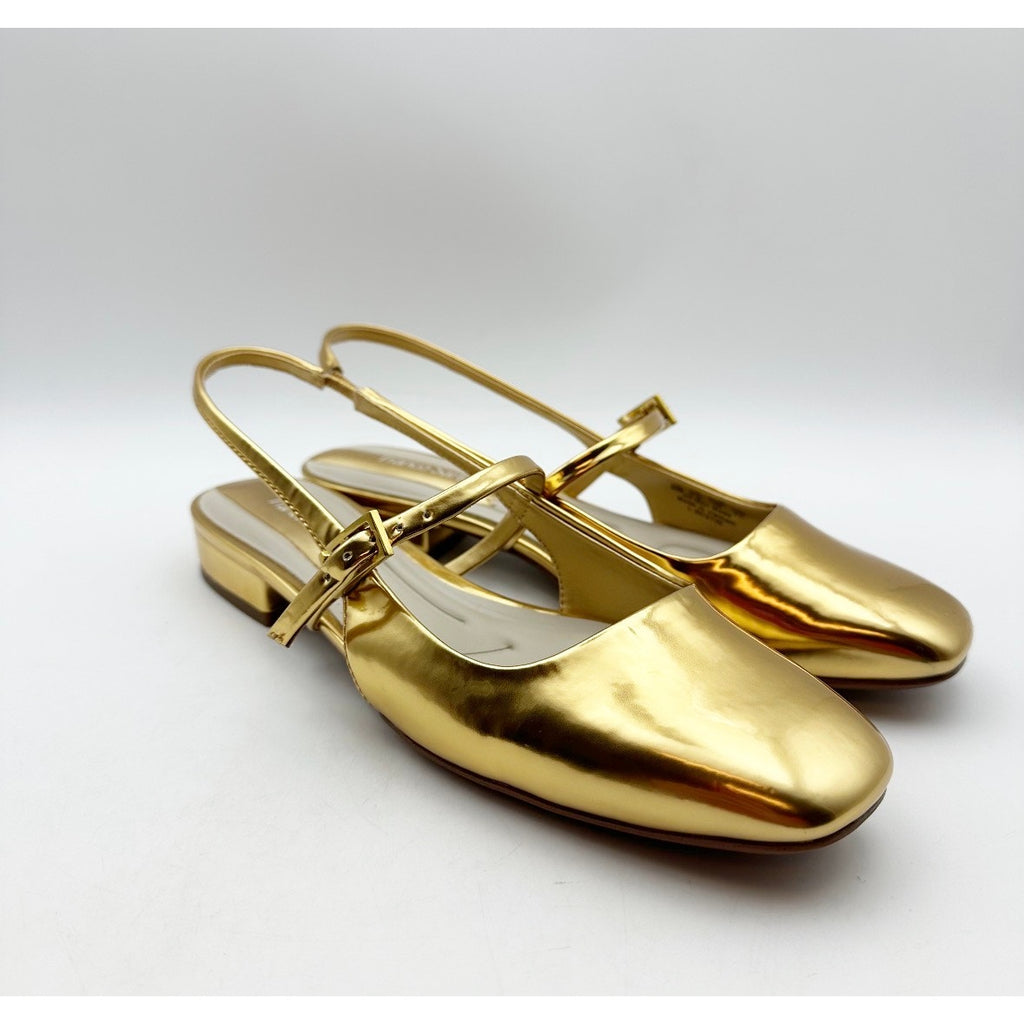 Franco Sarto Womens Destin Mary Jane Flats Size 6 M Gold Patent Leather NIB