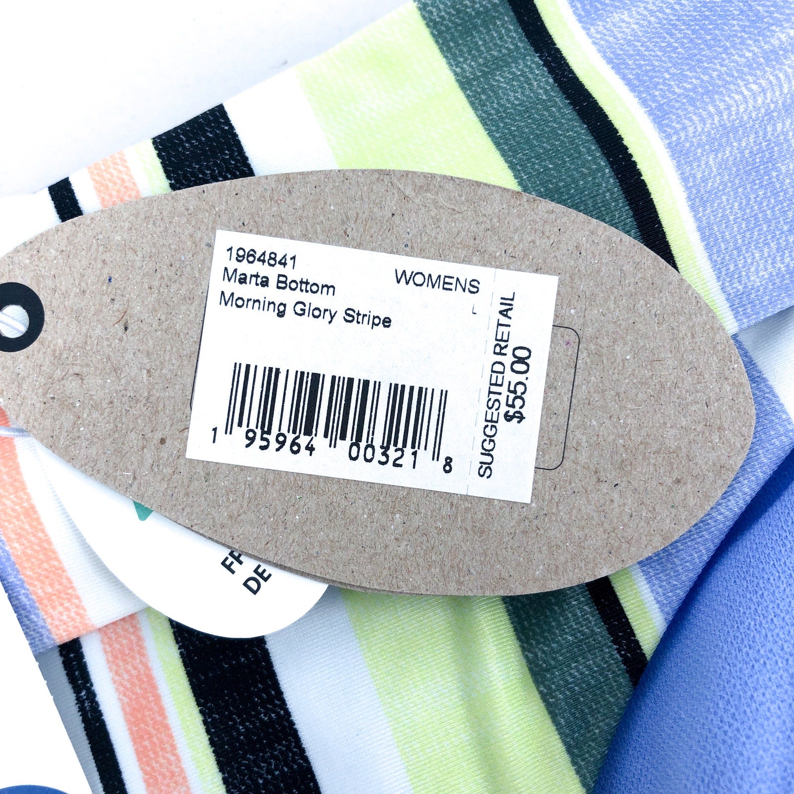 PRANA Women's Marta Bikini Bottom Large Blue Morning Glory Stripe Hipster NWT