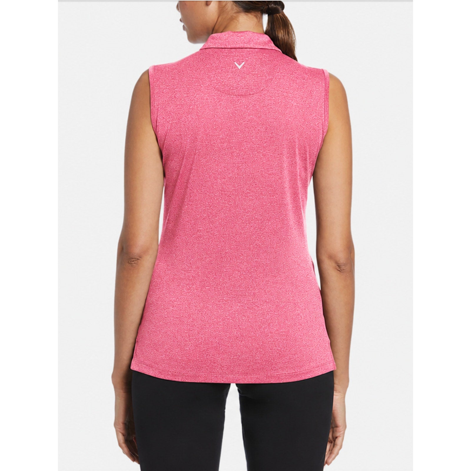 CALLAWAY Womens Sleeveless Polo Shirt XS Pink Peacock 1/4 Zip Golf NWT