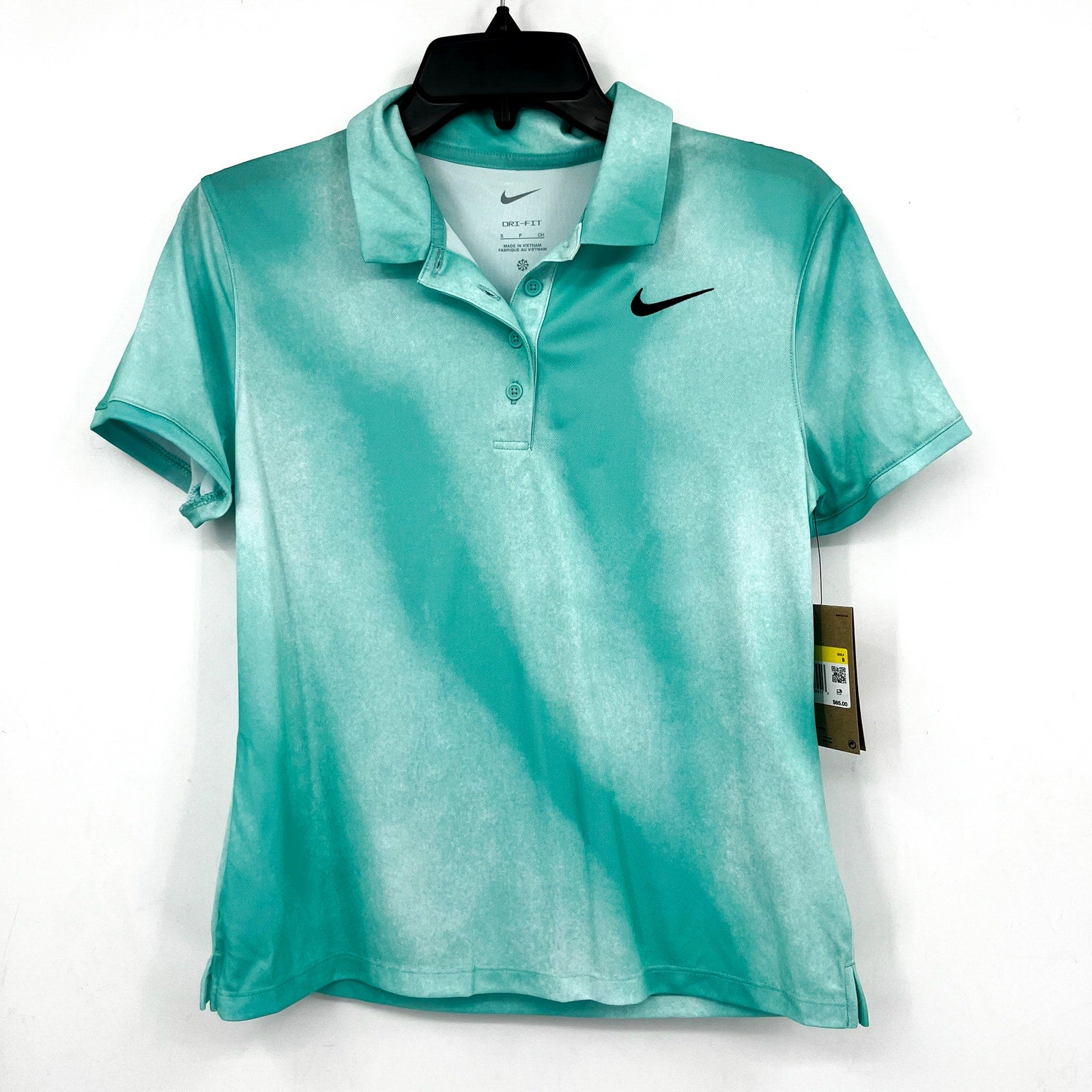 NIKE Womens Dri-FIT Short-Sleeve Golf Polo Shirt Small Blue Green Print NWT