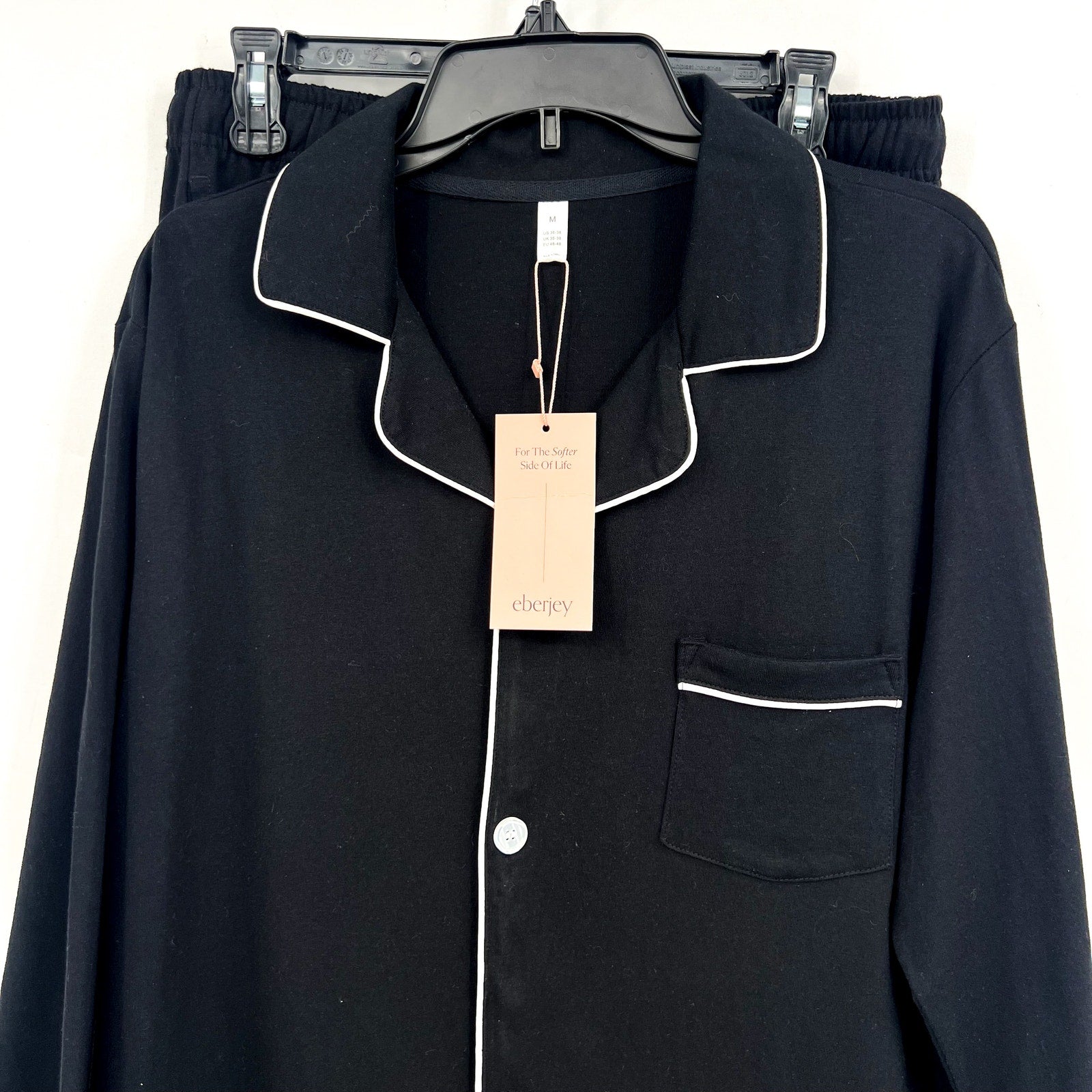 EBRJEY Men's William Long Pajama Set Medium Black Ivory TENCEL Modal NWT