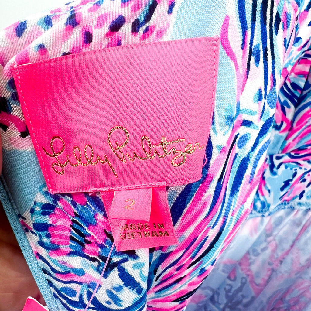 LILLY PULITZER Serena V-Neck Maxi Dress Size 2 Celestial Blue Seek and Sea NWT