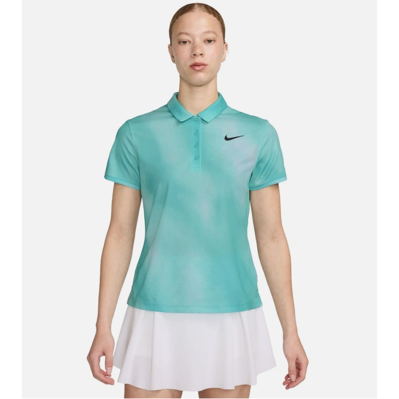 NIKE Womens Dri-FIT Short-Sleeve Golf Polo Shirt Small Blue Green Print NWT