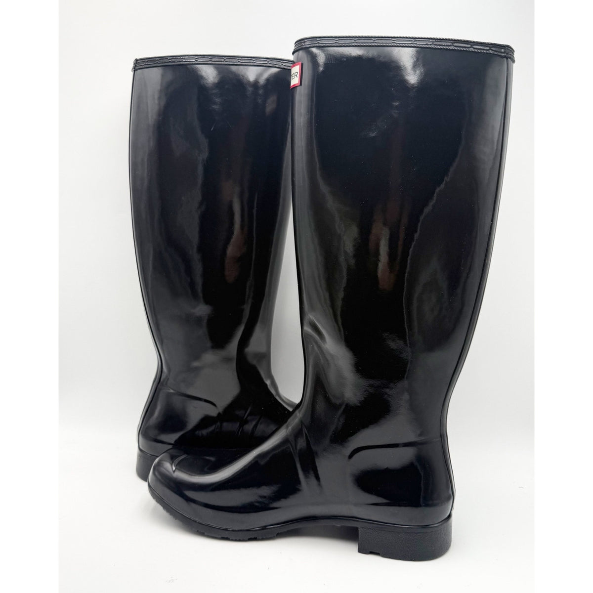 Hunter Womens Original Tall Gloss Rain Boots US 10 Black Waterproof NWOB