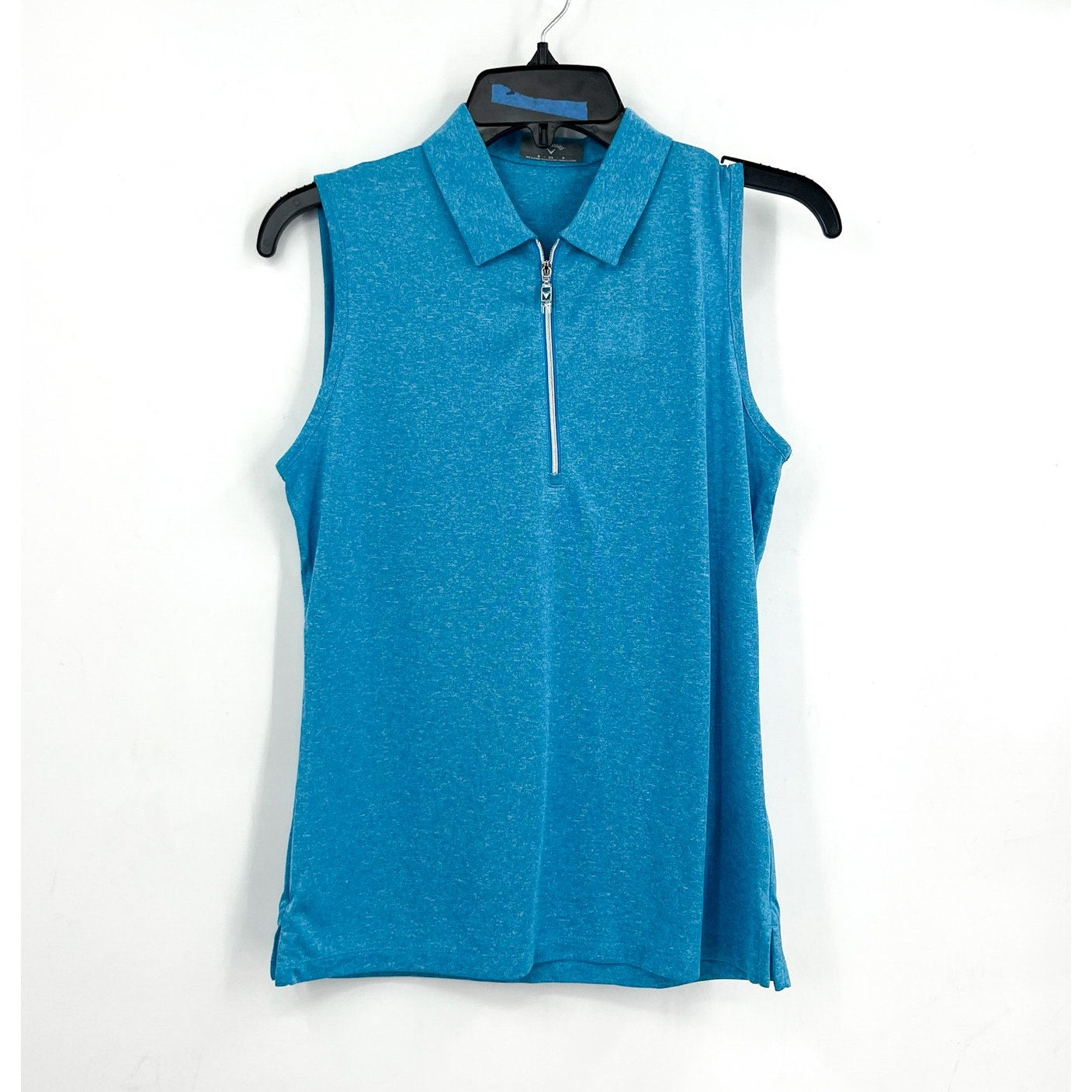 CALLAWAY Womens Polo Shirt Small Vivid Blue Heather 1/4 Zip Sleeveless NWT