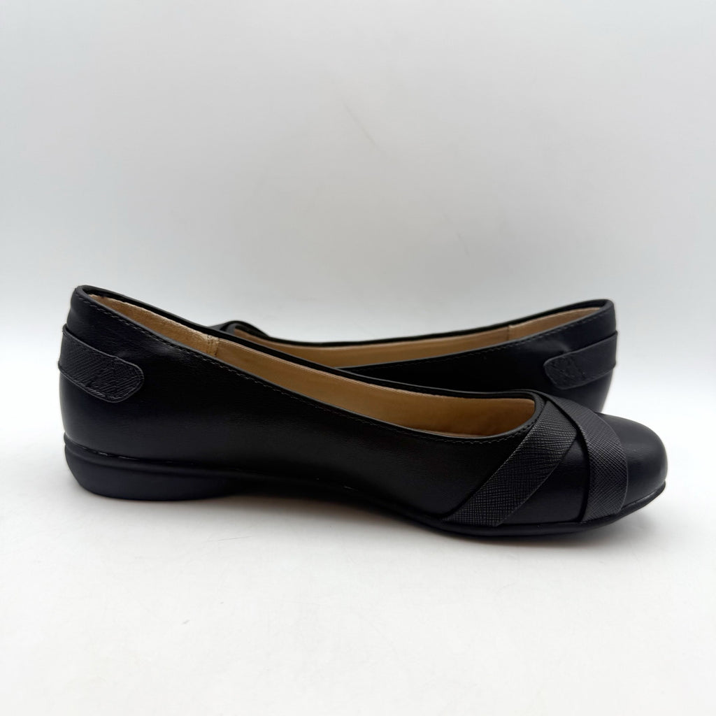 LifeStride Womens Adalene Flats US 6 Wide EU 36 Black Vegan Leather NWOB