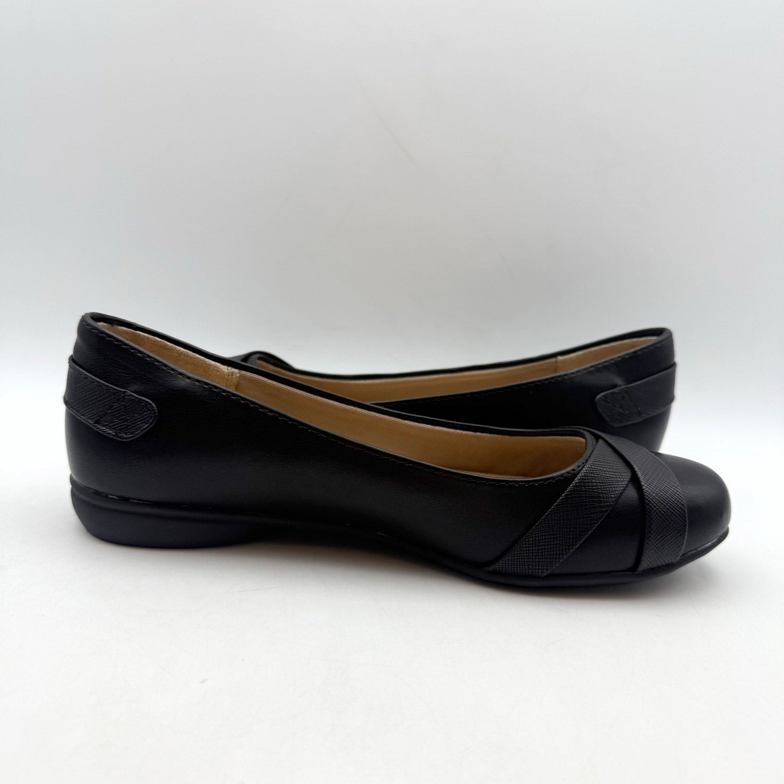 LifeStride Womens Adalene Flats US 6 Wide EU 36 Black Vegan Leather NWOB