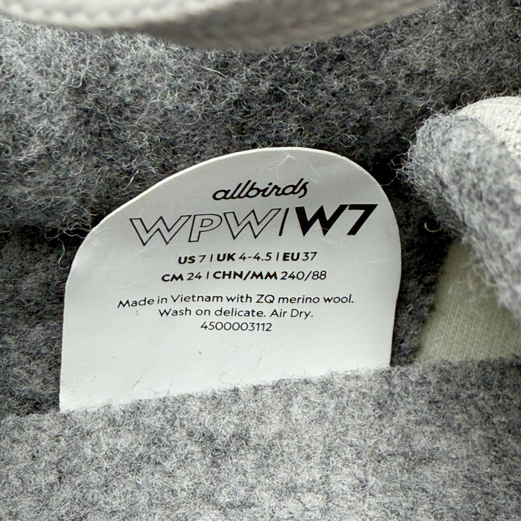 AllBirds Womens Piper Casual Sneakers US 7 EU 37 Grey Merino Wool Woven NIB