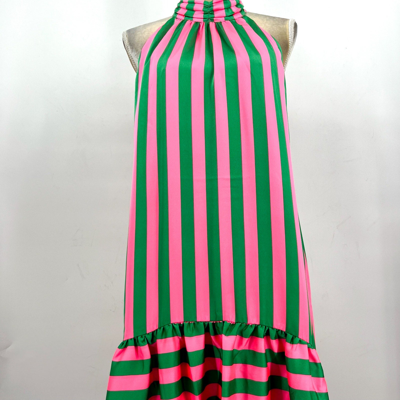 LILLY PULITZER Steph Halter Maxi Dress Size 6 Roxie Pink Green X Wide Stripe NWT