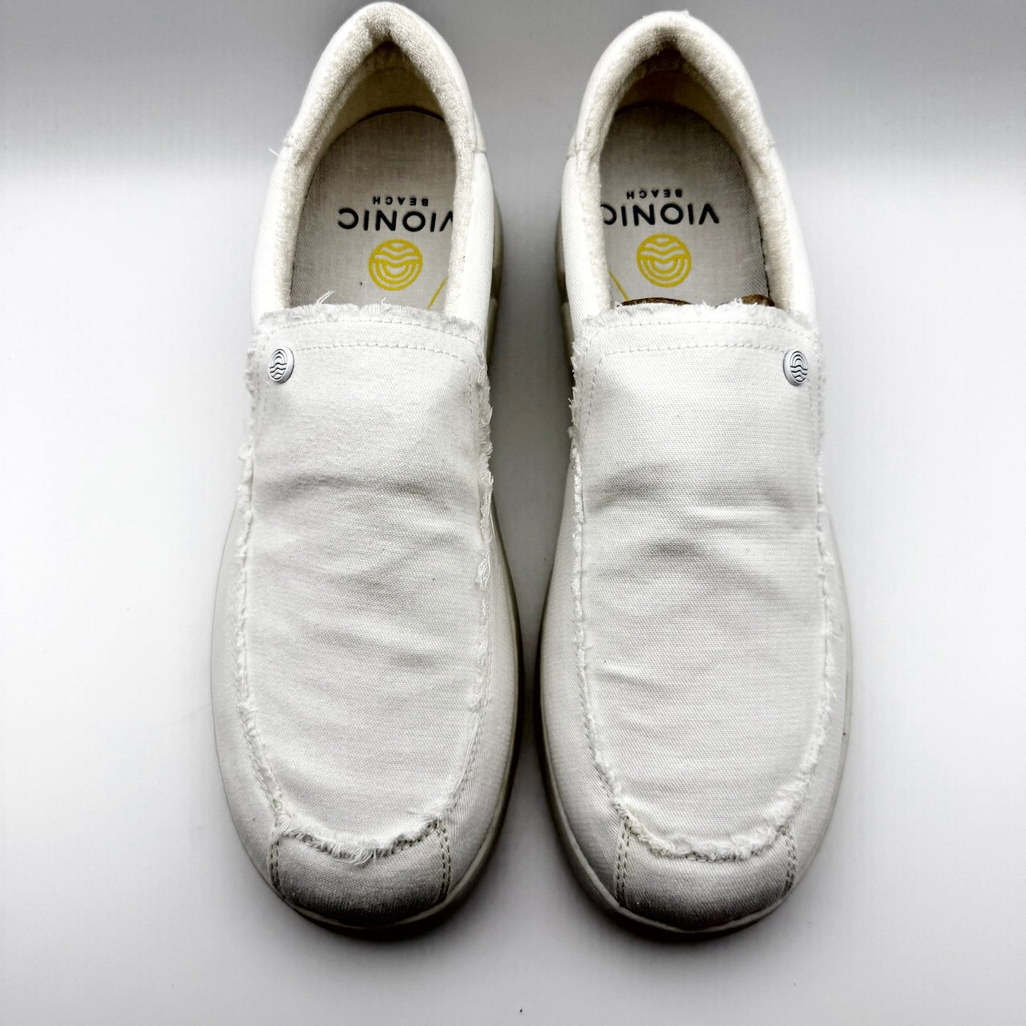 Vionic Beach Mens Seaview Laceless Slip-on Sneakers US 11 M White Canvas NIB