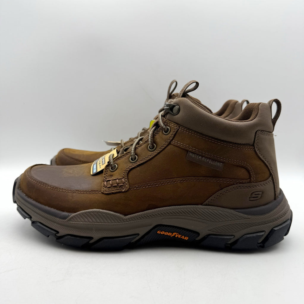 Skechers Mens Boswell Hiking Boots 8 Extra Wide WW Brown Leather Respected NIB