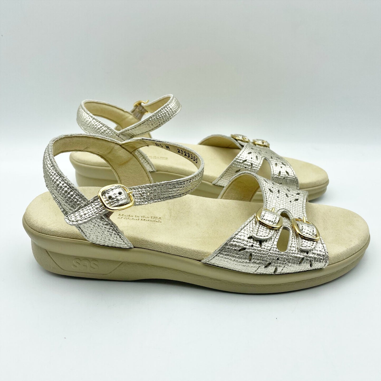 SAS Womens Duo Adjustable Comfort Sandal US 8.5 M EU 39 Gold Leather NWOB
