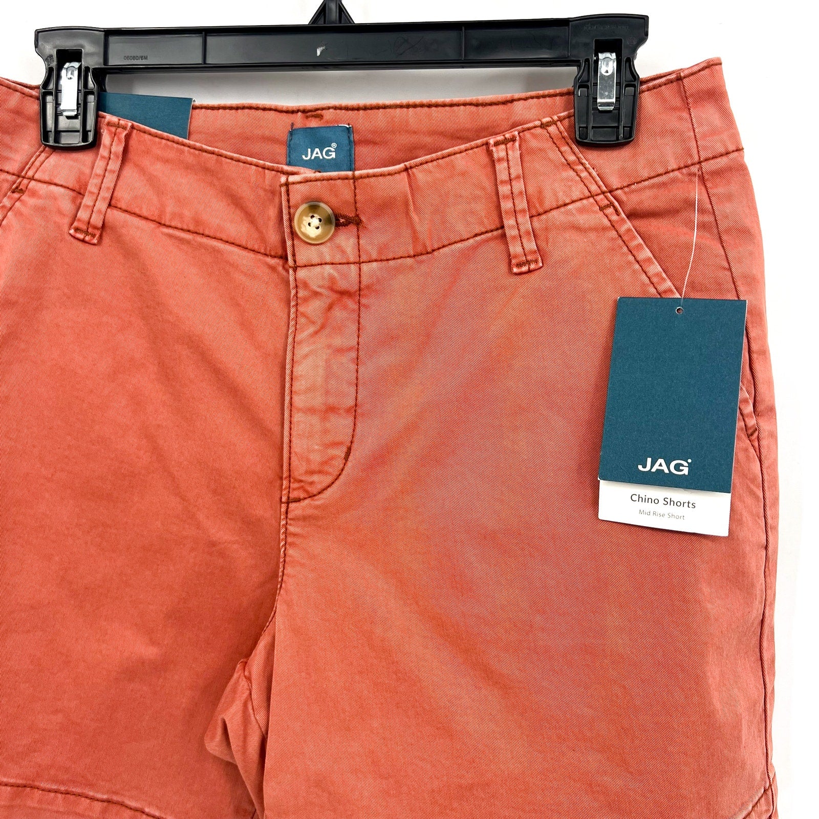 JAG JEANS Women's Fabric Dyed Chino Mid Rise Shorts Size 6 Orange Chutney NWT