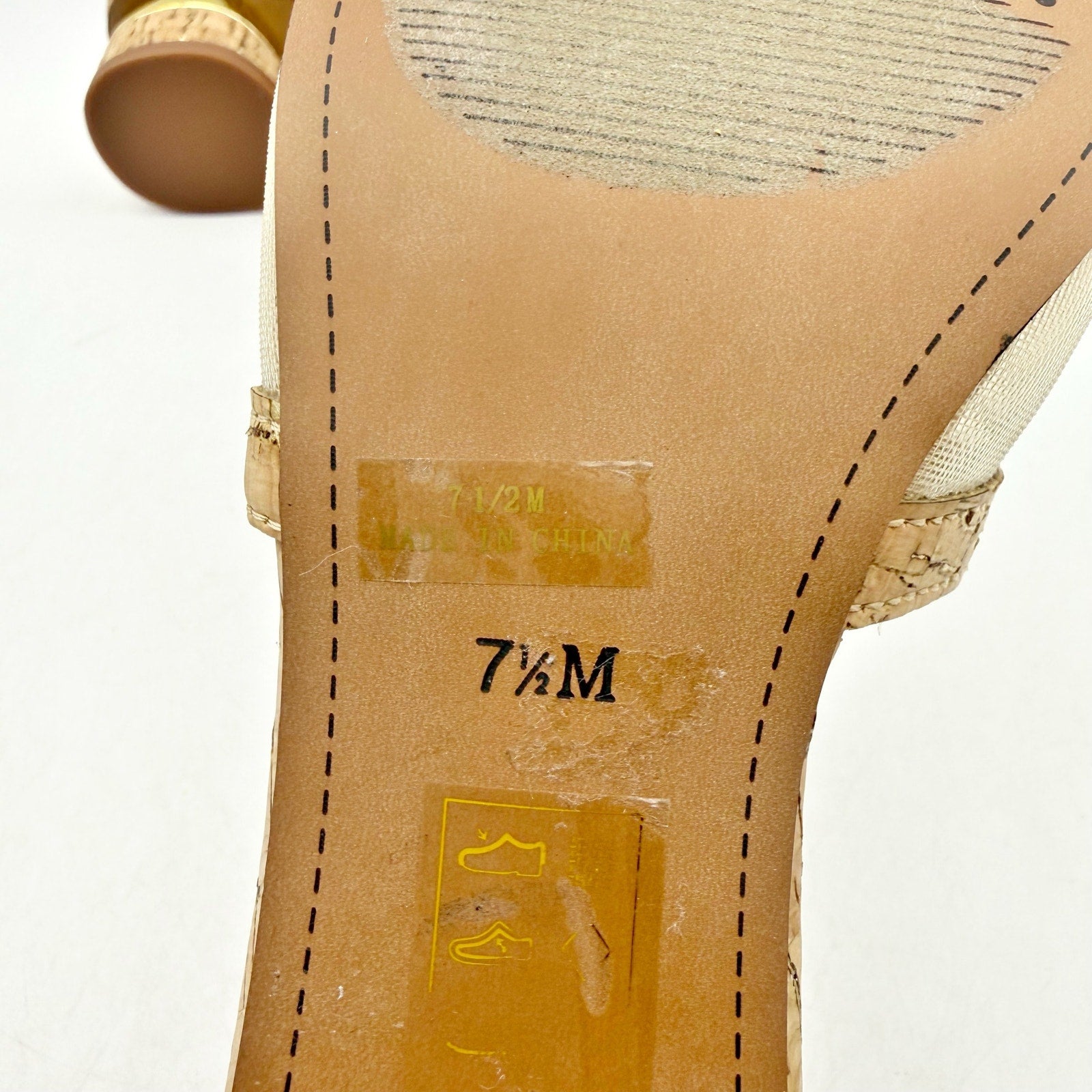 J. Renee Womens Amorra Heeled Sandals US 7.5 M Natural Gold NWOB