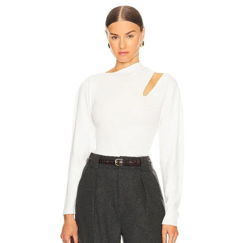 BCBGENERATION Women's Cutout Sweater Small White Marshmallow Small NWT