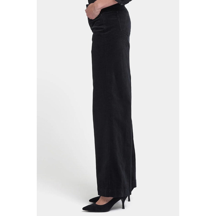 NYDJ Women's Teresa Wide Leg Trouser Pants Size 10 Black Corduroy Stretch NWT
