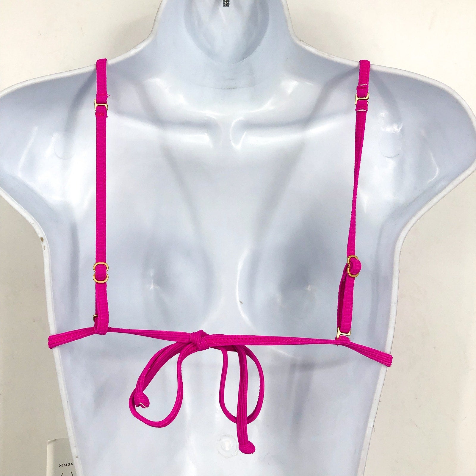 L*SPACE Lindsay Bikini Top XL Pink Bright Fuchsia Ribbed Triangle NWT
