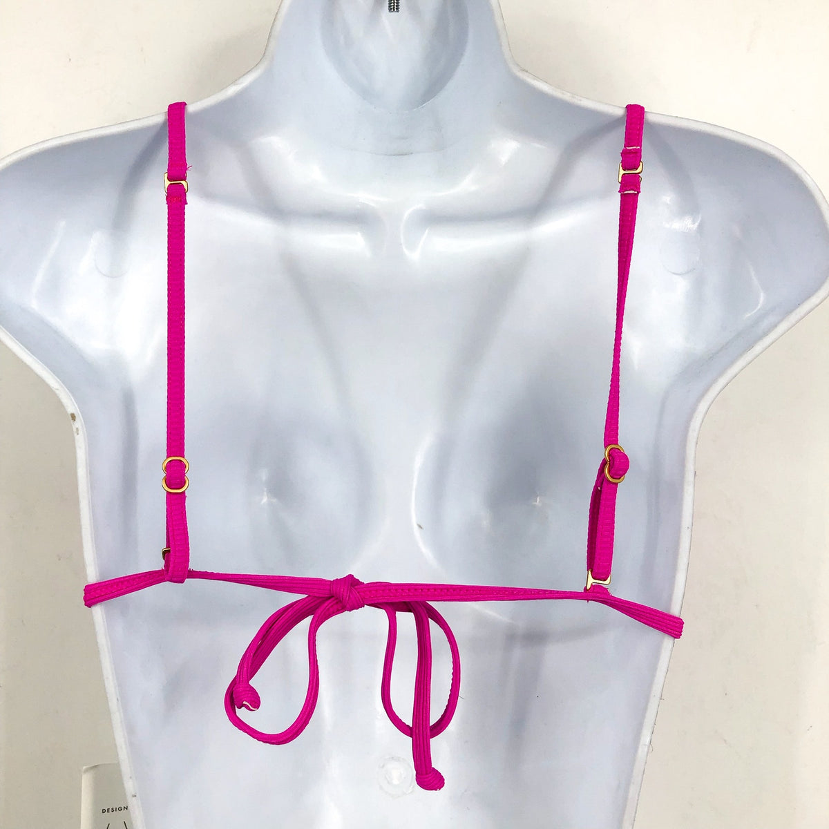 L*SPACE Lindsay Bikini Top XL Pink Bright Fuchsia Ribbed Triangle NWT