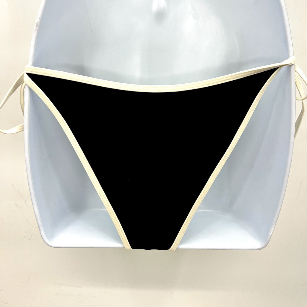 L*Space Women's Levy Classic Bikini Bottoms Small Black White Adjustable Tie NWT
