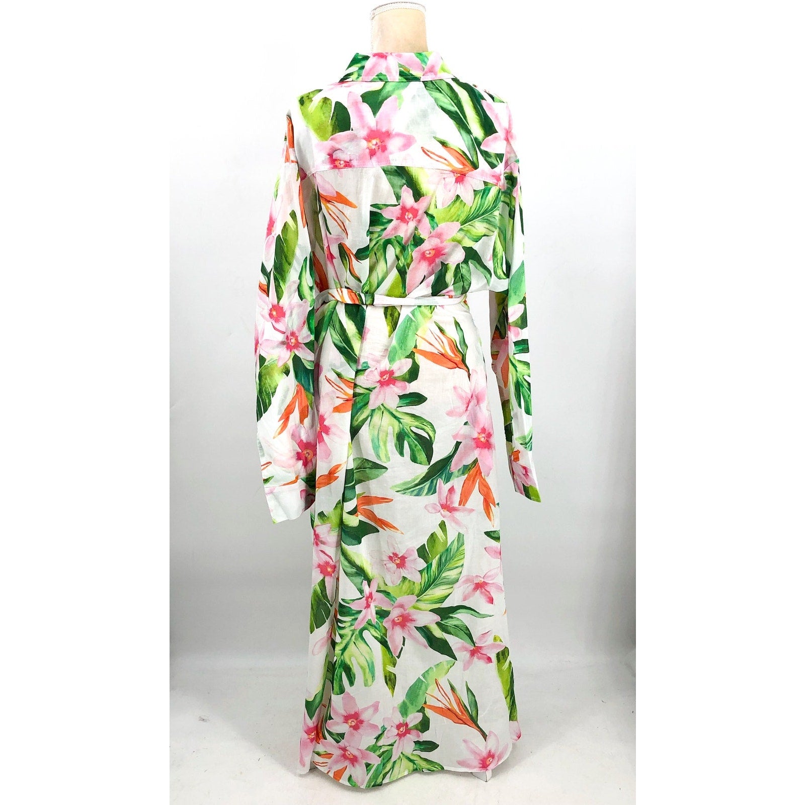 LAUREN RALPH LAUREN Tropical Floral Voile Shirtdress XL White Multi NWOT