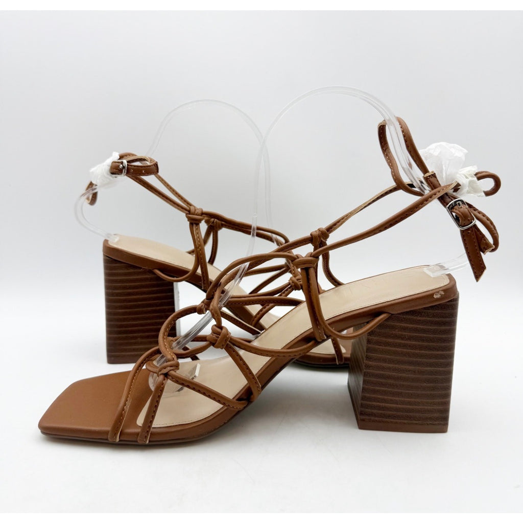 FARYL by Farylrobin Womens Zayne Heeled Sandals Size 8 M EU 38 Cognac Brown NWOB